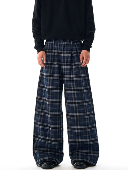 Double Pleated Plaid Casual PANTS