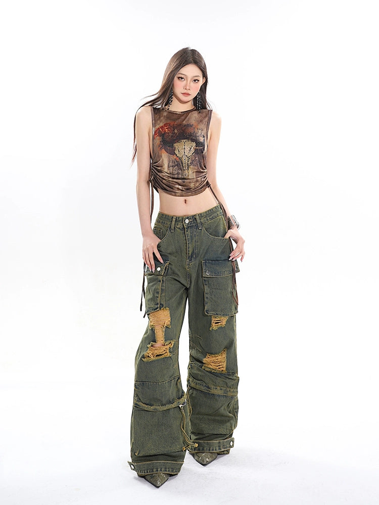 Drug Ground Denim Cargo Pants