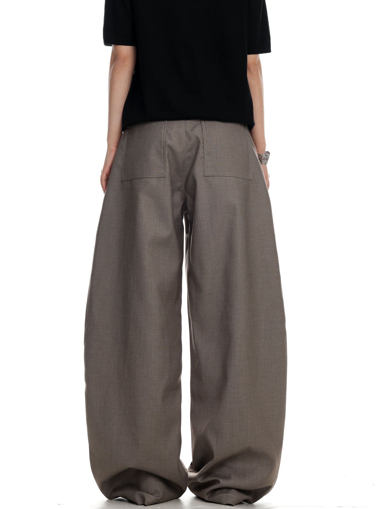 Button Detail Wide-Leg Trousers