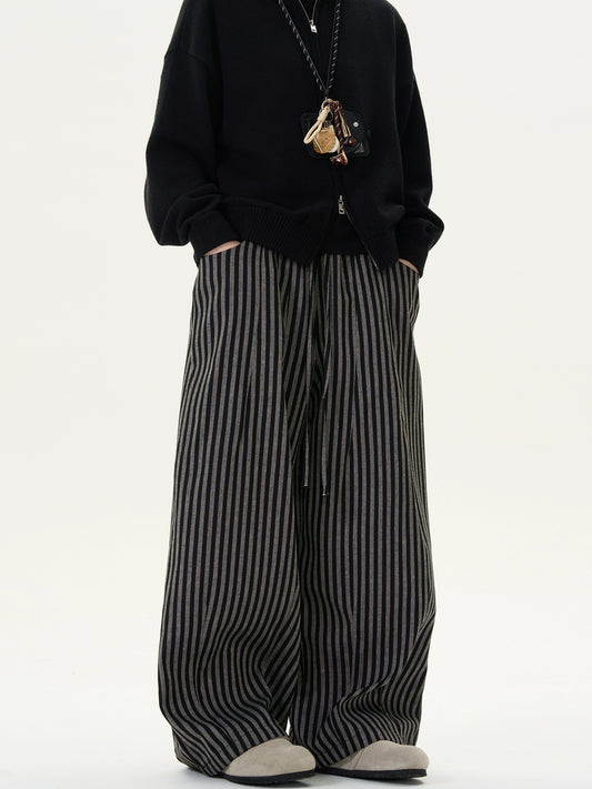 Striped Drape Casual Wide Pants