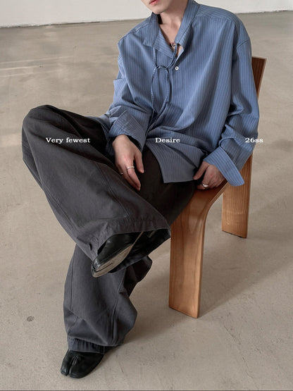 Drawstring Stand Collar Shirt