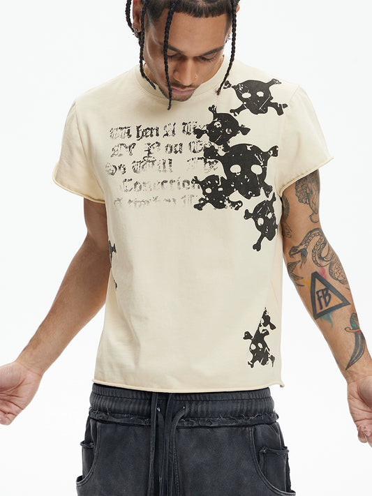 Skull Print Washed T-shirt