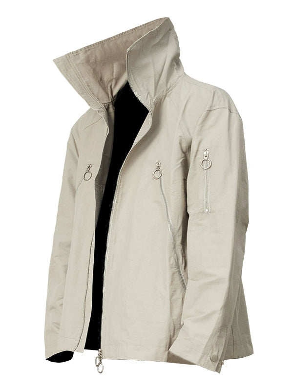 High Neck Multi-Zip Windbreaker Jacket