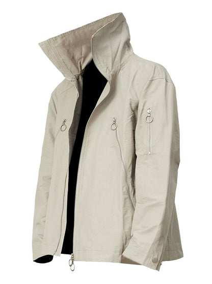 High Neck Multi-Zip Windbreaker Jacket