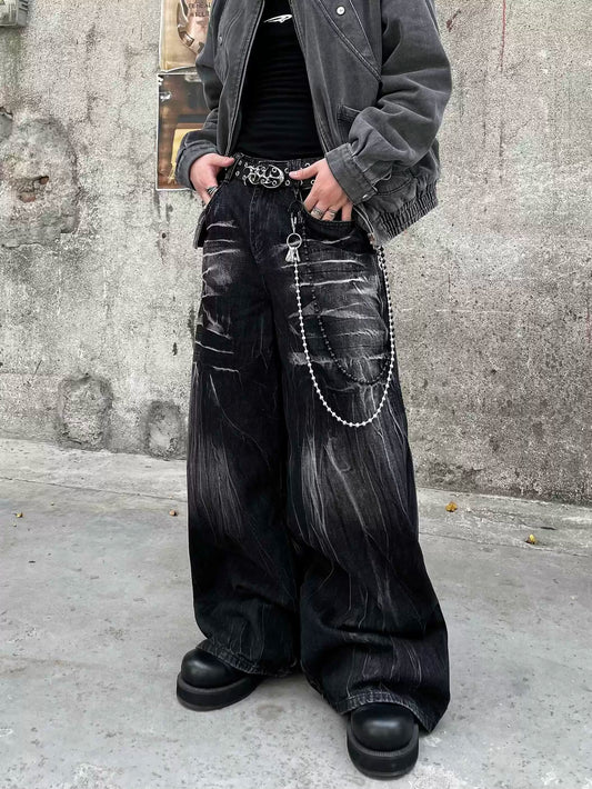 BLACK FADE BAGGY DENIM PANTS