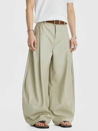 Draped Clean Fit Wide-Leg Pants