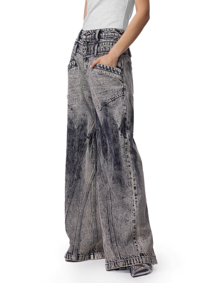 Layered Waist Denim Pants