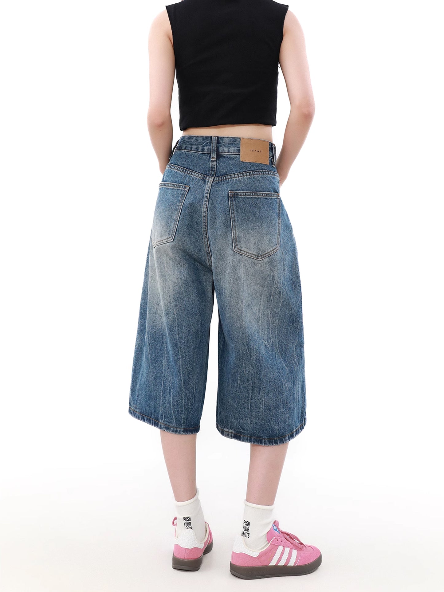 Vintage Loose Half Denim Pants