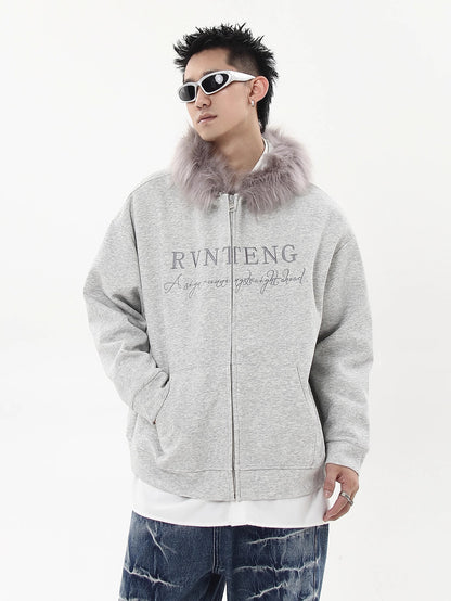 Fur Zip Logo Hoodie