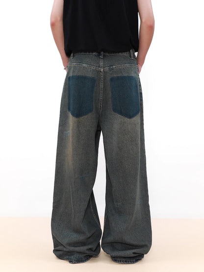 Broken Hole Loose Denim Pants