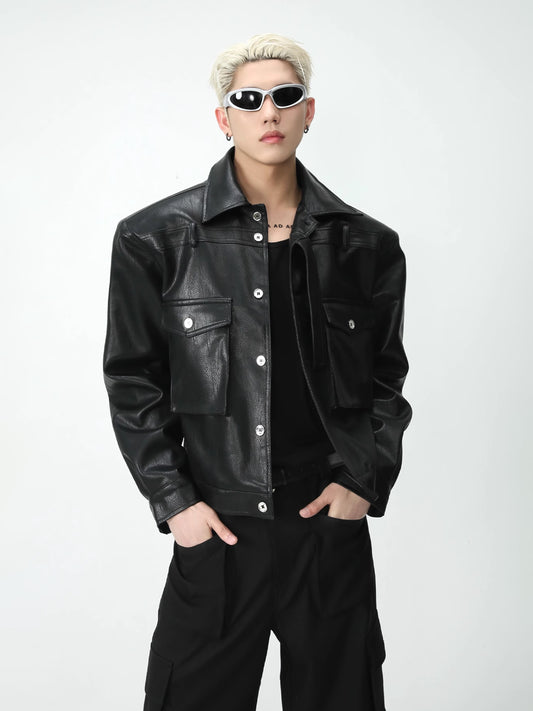 Loose Leather Button Jacket