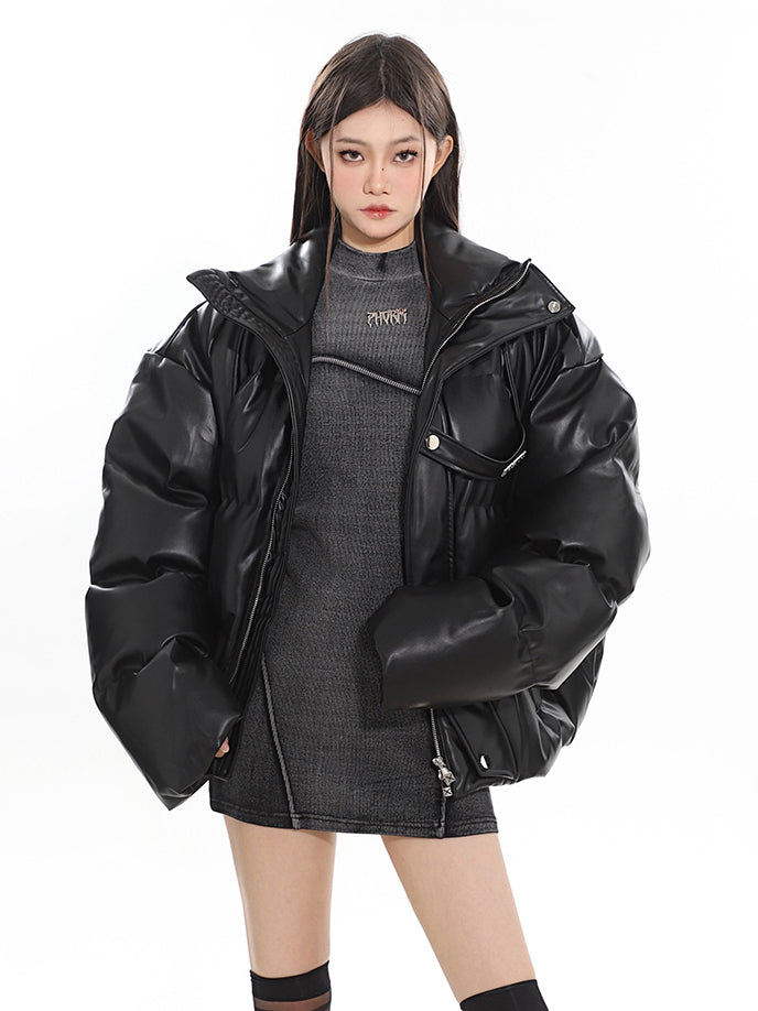 Leather Tech Down Jacket