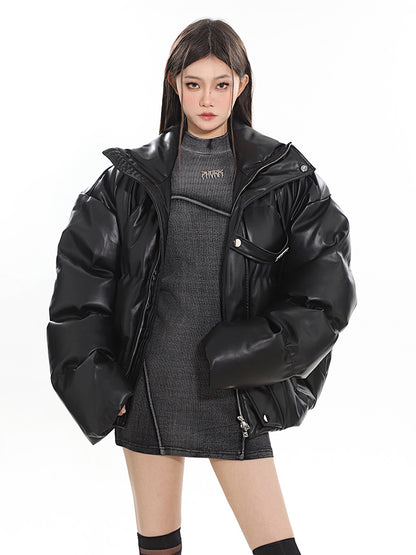 Leather Tech Down Jacket