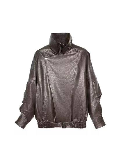 Loose Splicing Leather Jacket