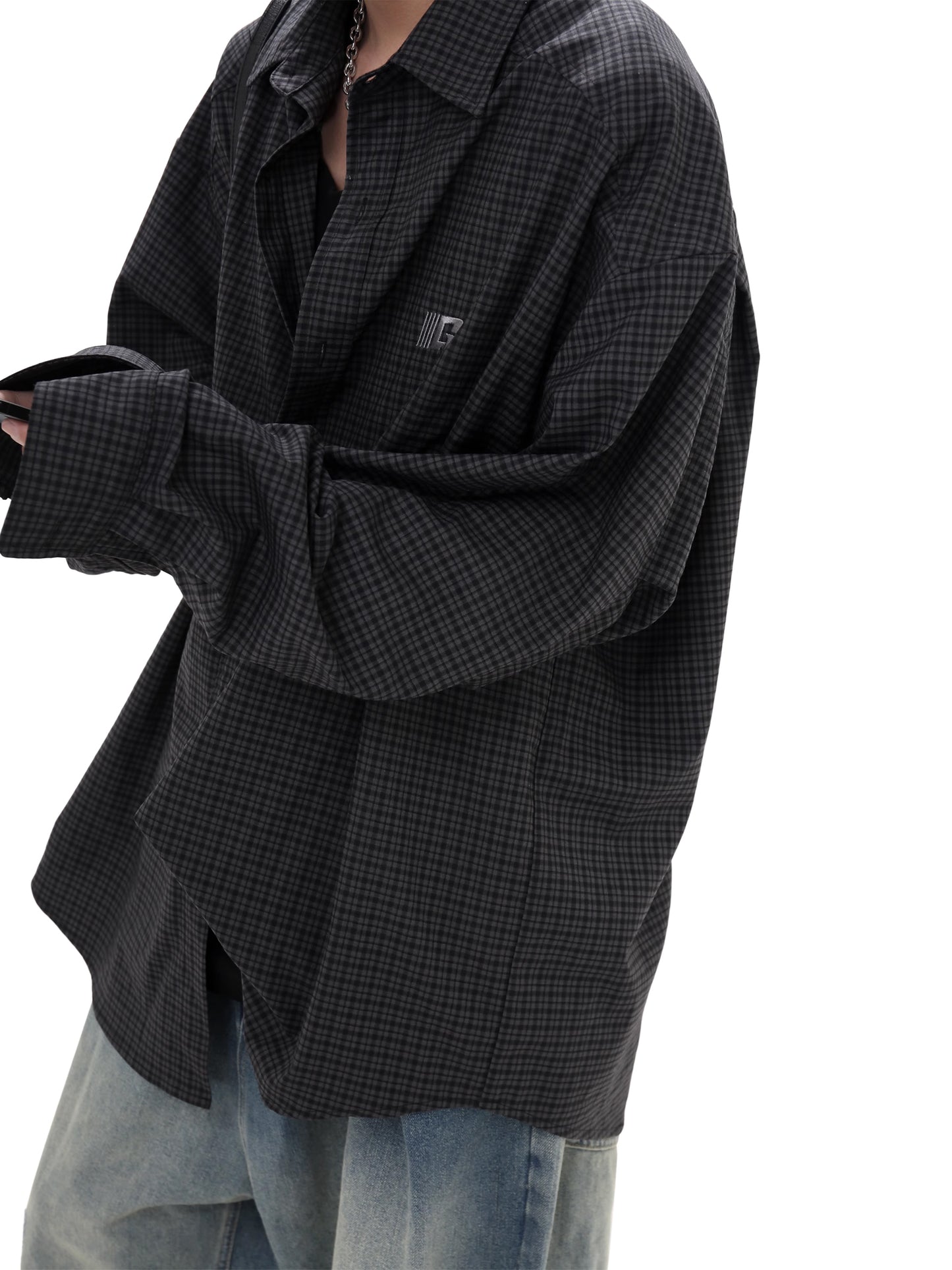 Checked Tie Loose Shirt