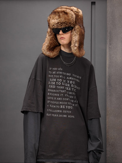 Lettering Layered Long T-Shirt