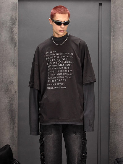 Lettering Layered Long T-Shirt