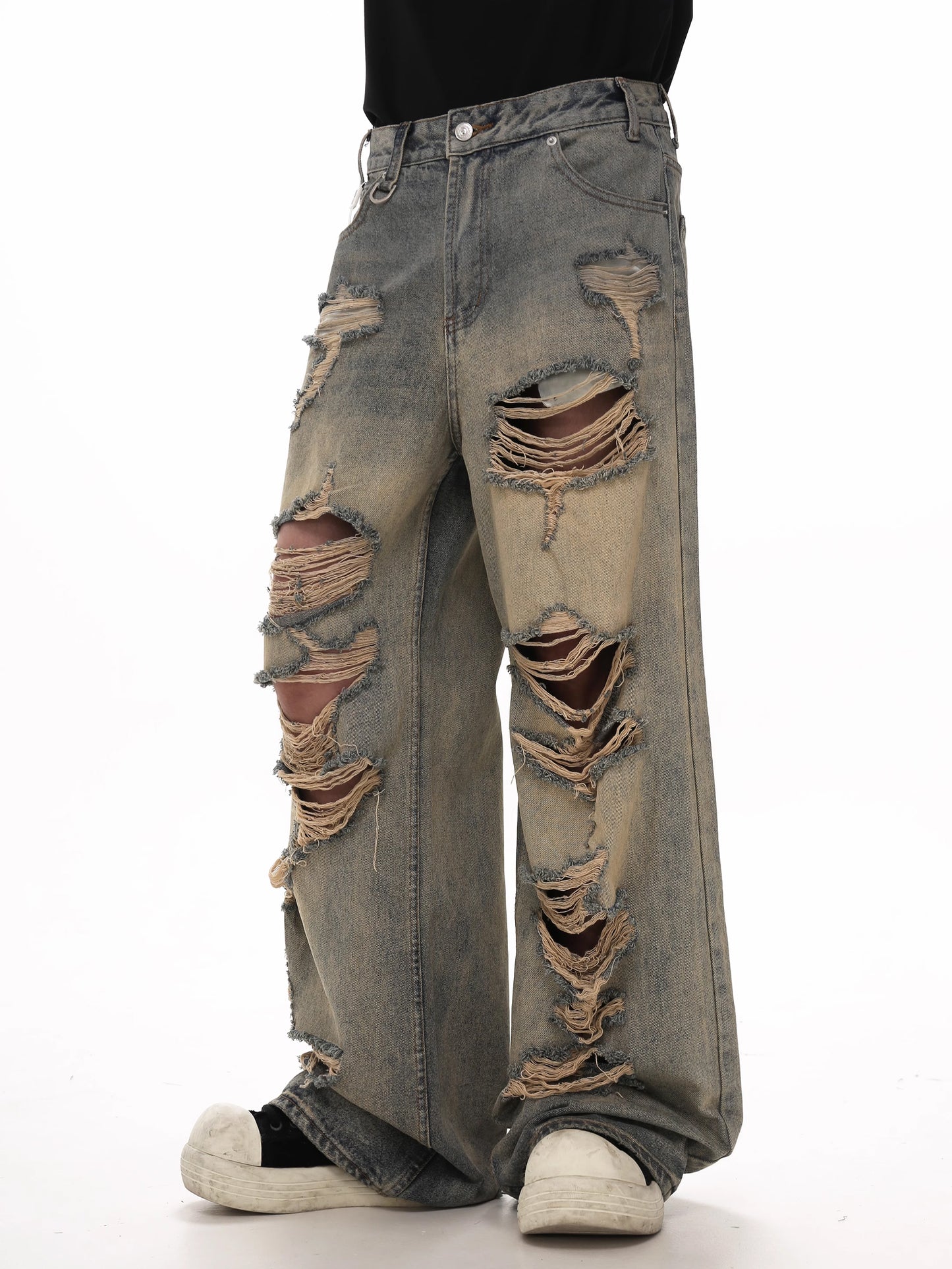 BROKEN HOLE BAGGY JEANS