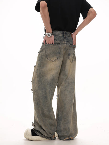 BROKEN HOLE BAGGY JEANS