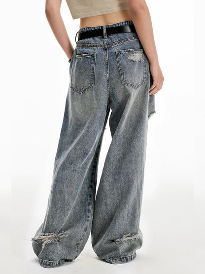 Fade Destroy Wide Denim Pants