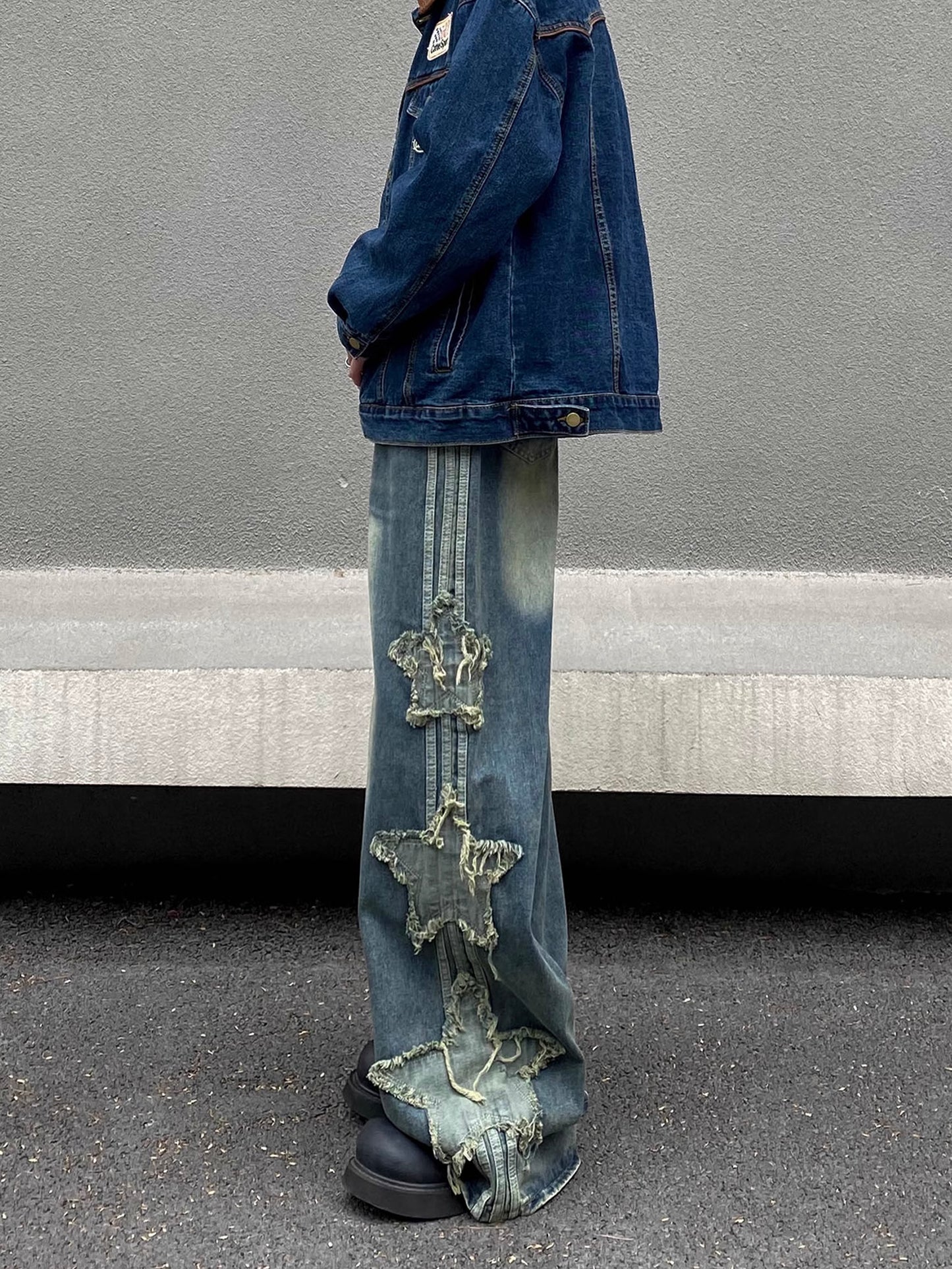 Star Applique Denim Pants