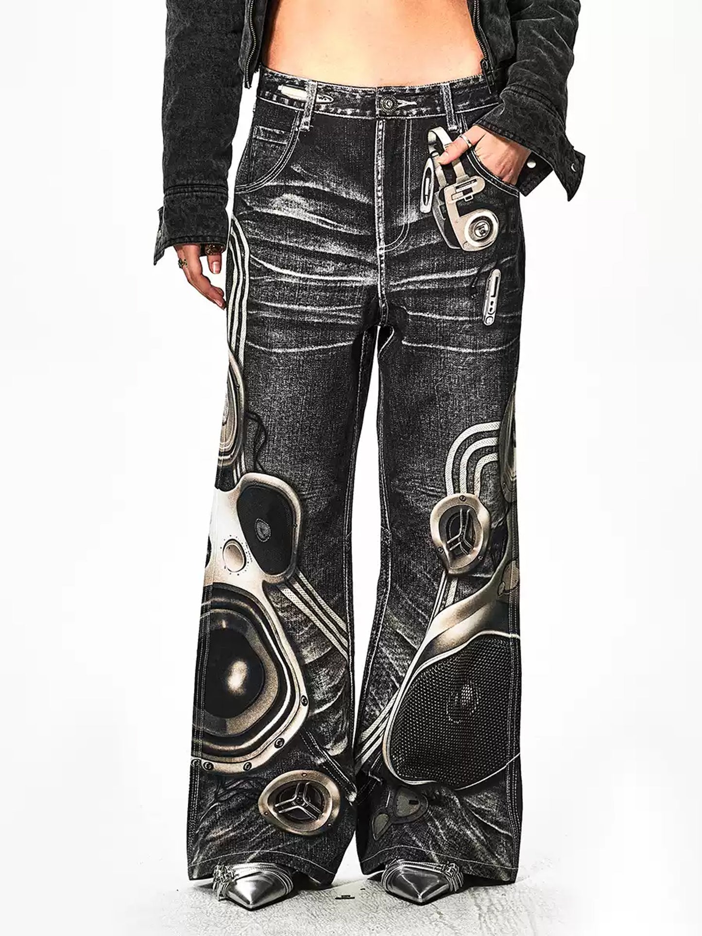 Sound Print Denim Pants