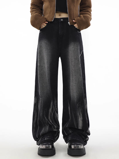 Black Fade Loose Denim Pants