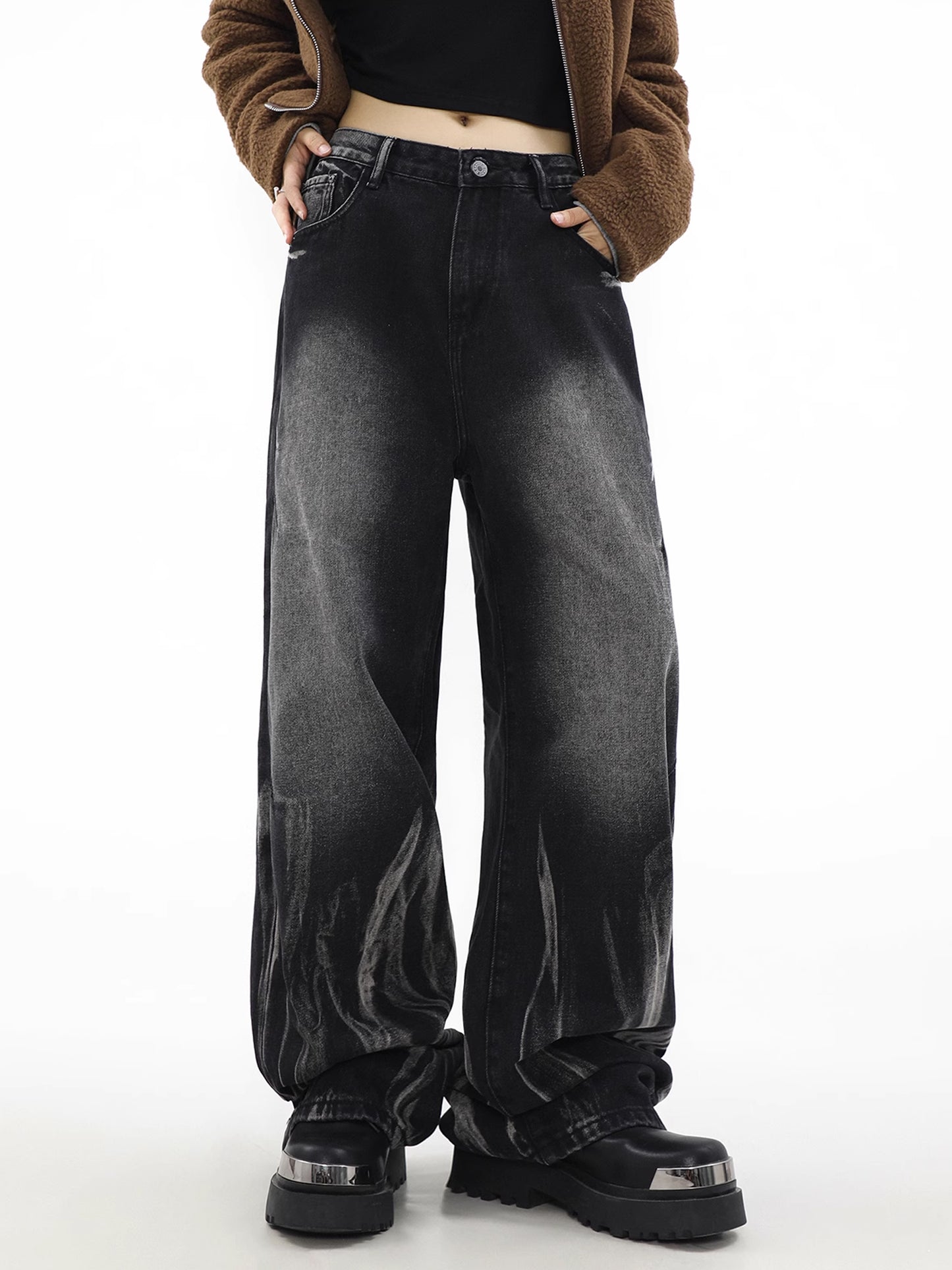 Black Fade Loose Denim Pants