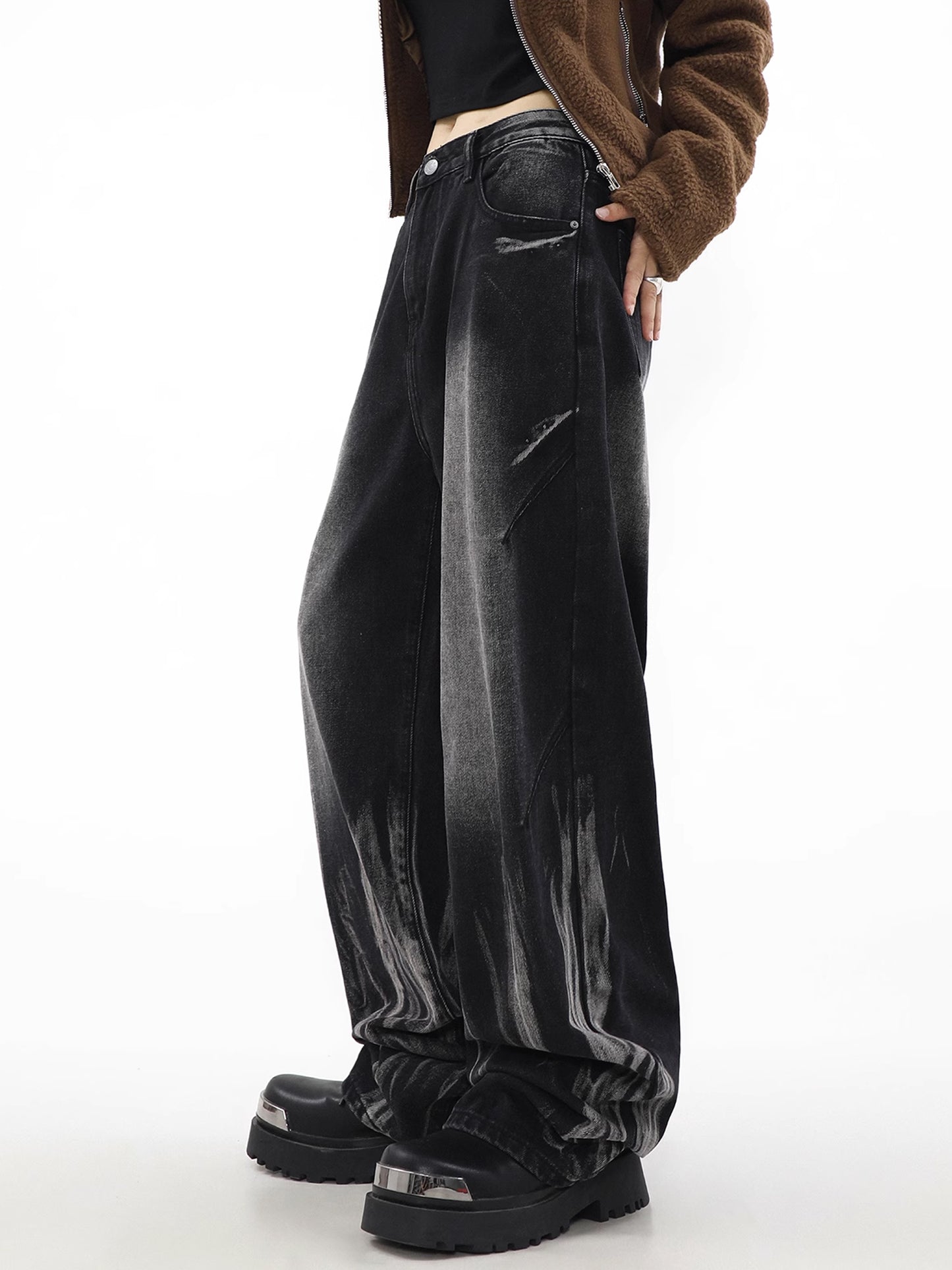 Black Fade Loose Denim Pants