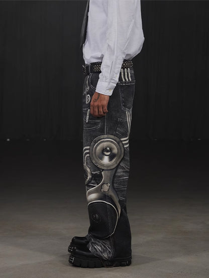 Sound Print Denim Pants