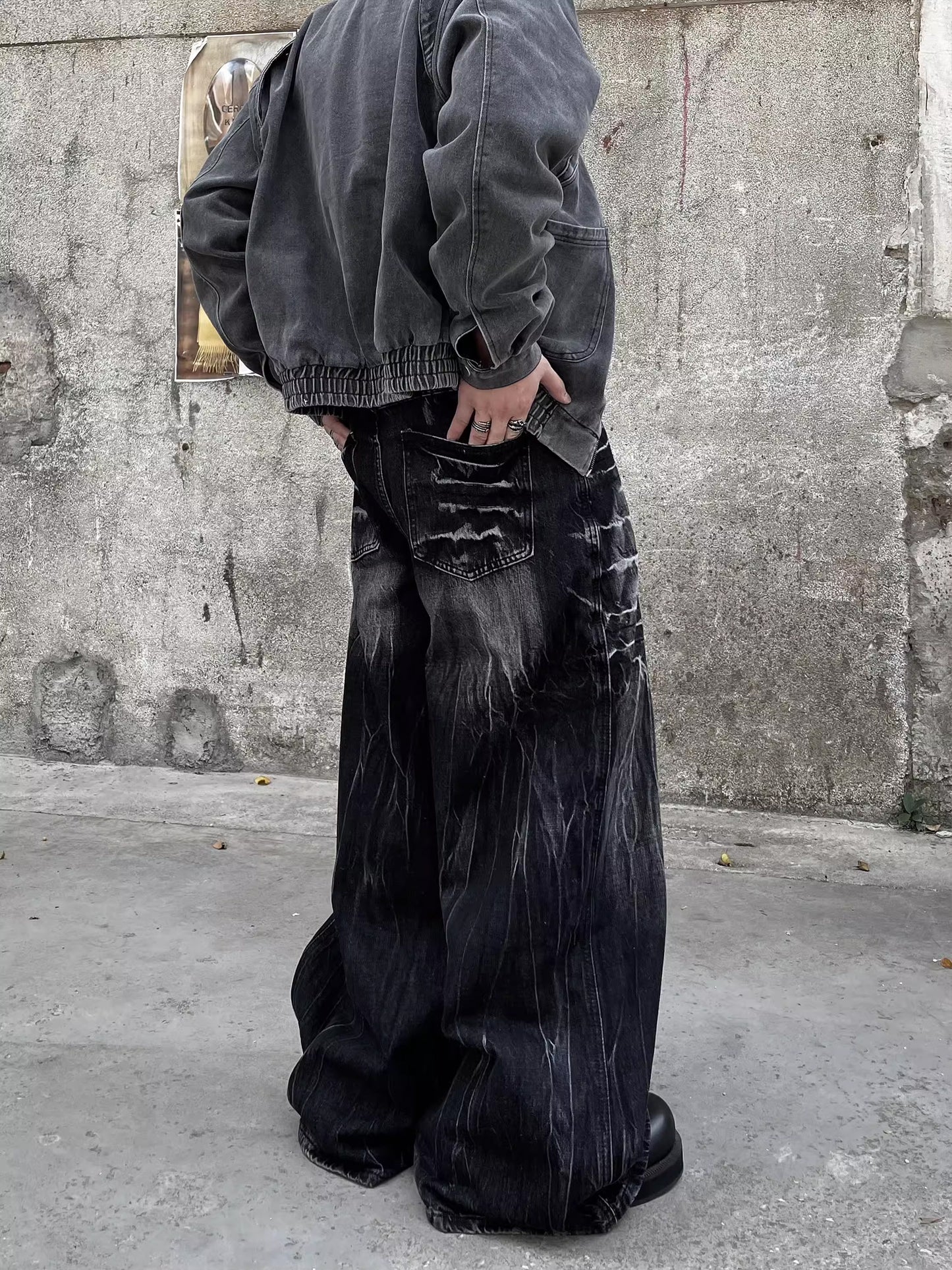 Black Fade Baggy Denim Pants