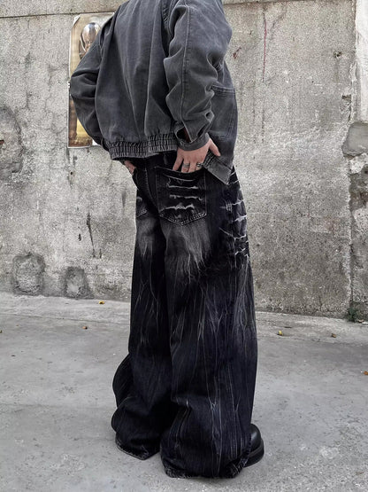 BLACK FADE BAGGY DENIM PANTS