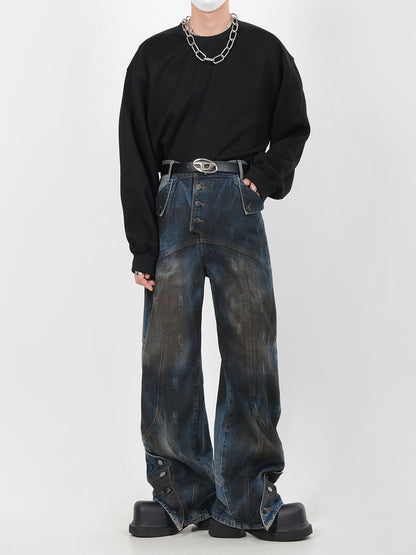 Heavy Dirty Washed Denim Pants
