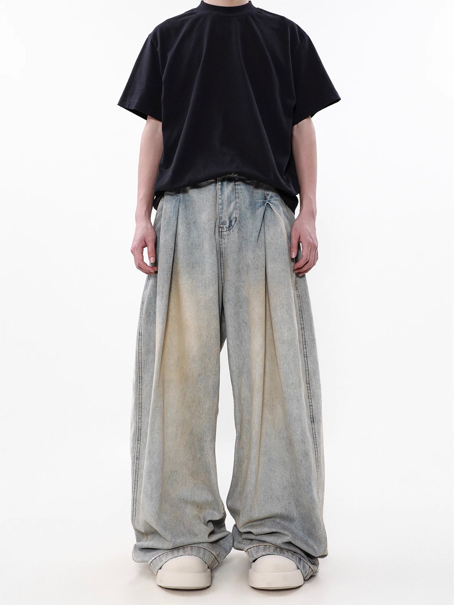 Wide Tack Denim Pants