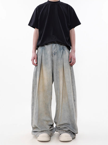 Wide Tack Denim Pants