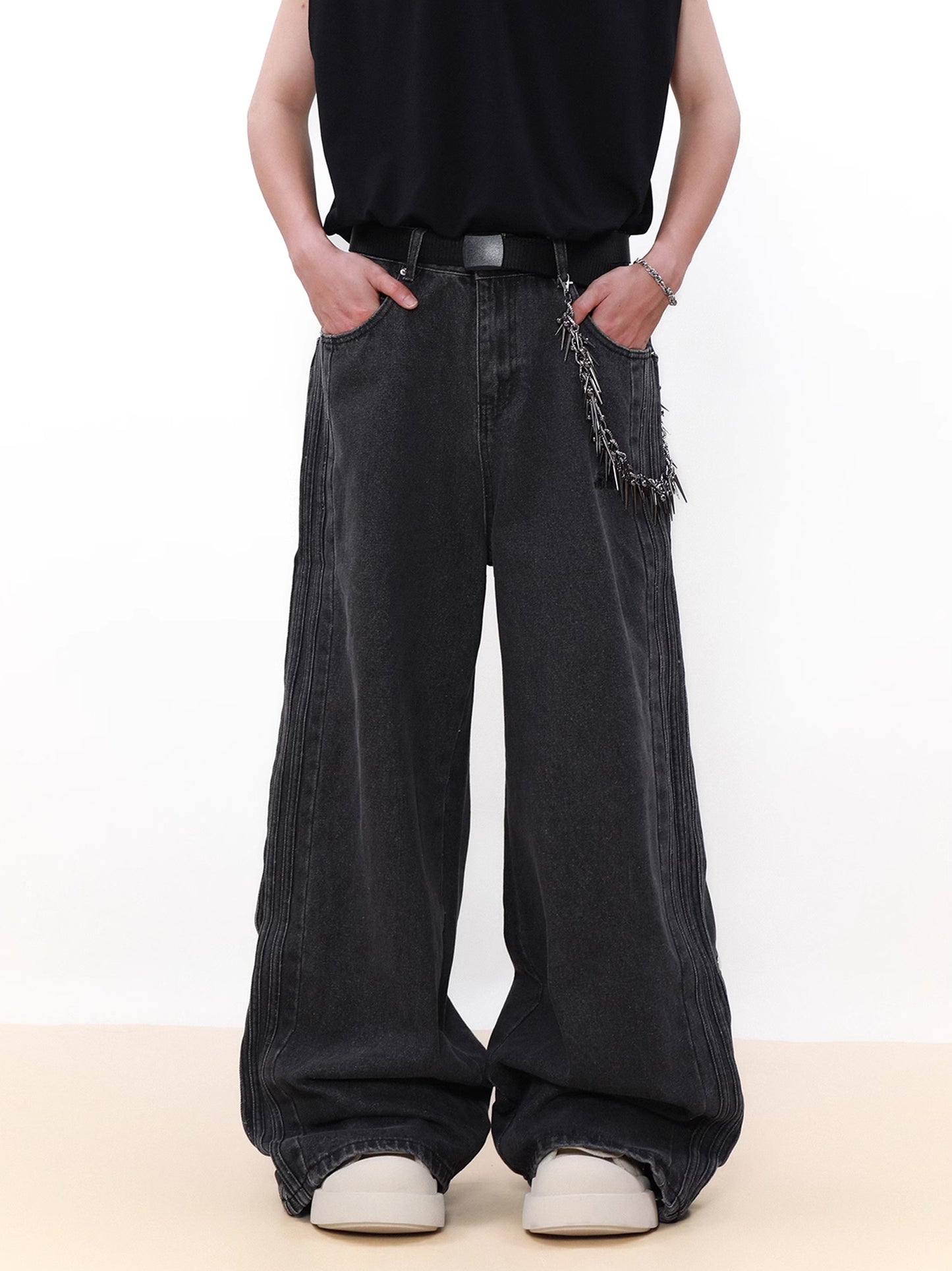 Snap Button Denim Pants