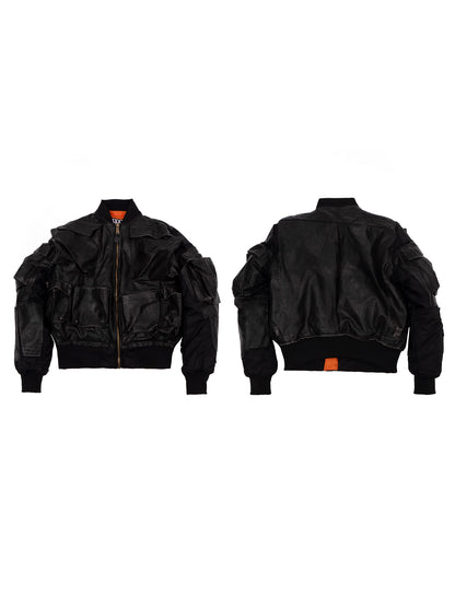 Diminational Leather Bomber Jacket