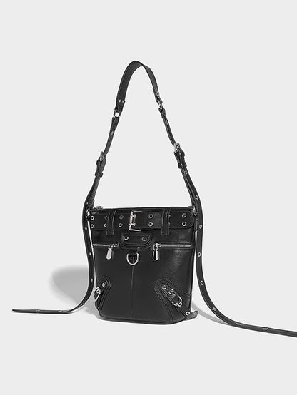 Leather Biker Bucket Bag