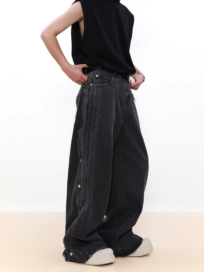 Snap Button Denim Pants