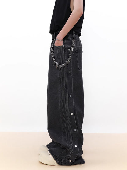 Snap Button Denim Pants