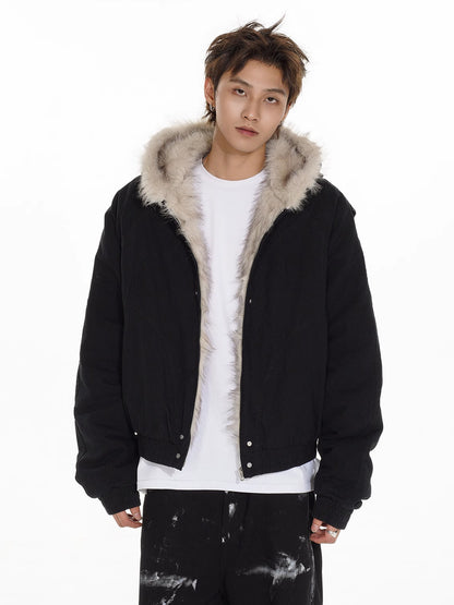 Fur Zipper Hooded Jacket