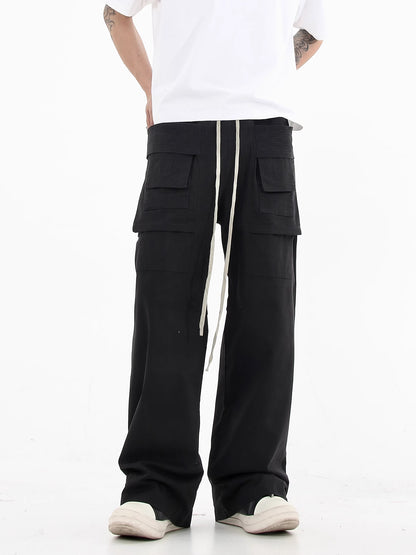 Multi-Pocket Drawstring Work Pants