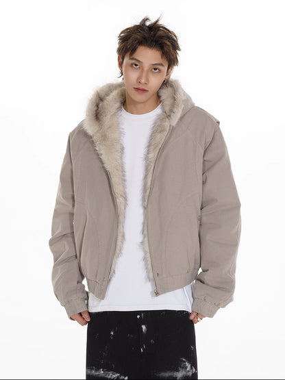 Fur Zipper Hooded Jacket