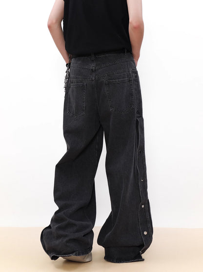 Snap Button Denim Pants