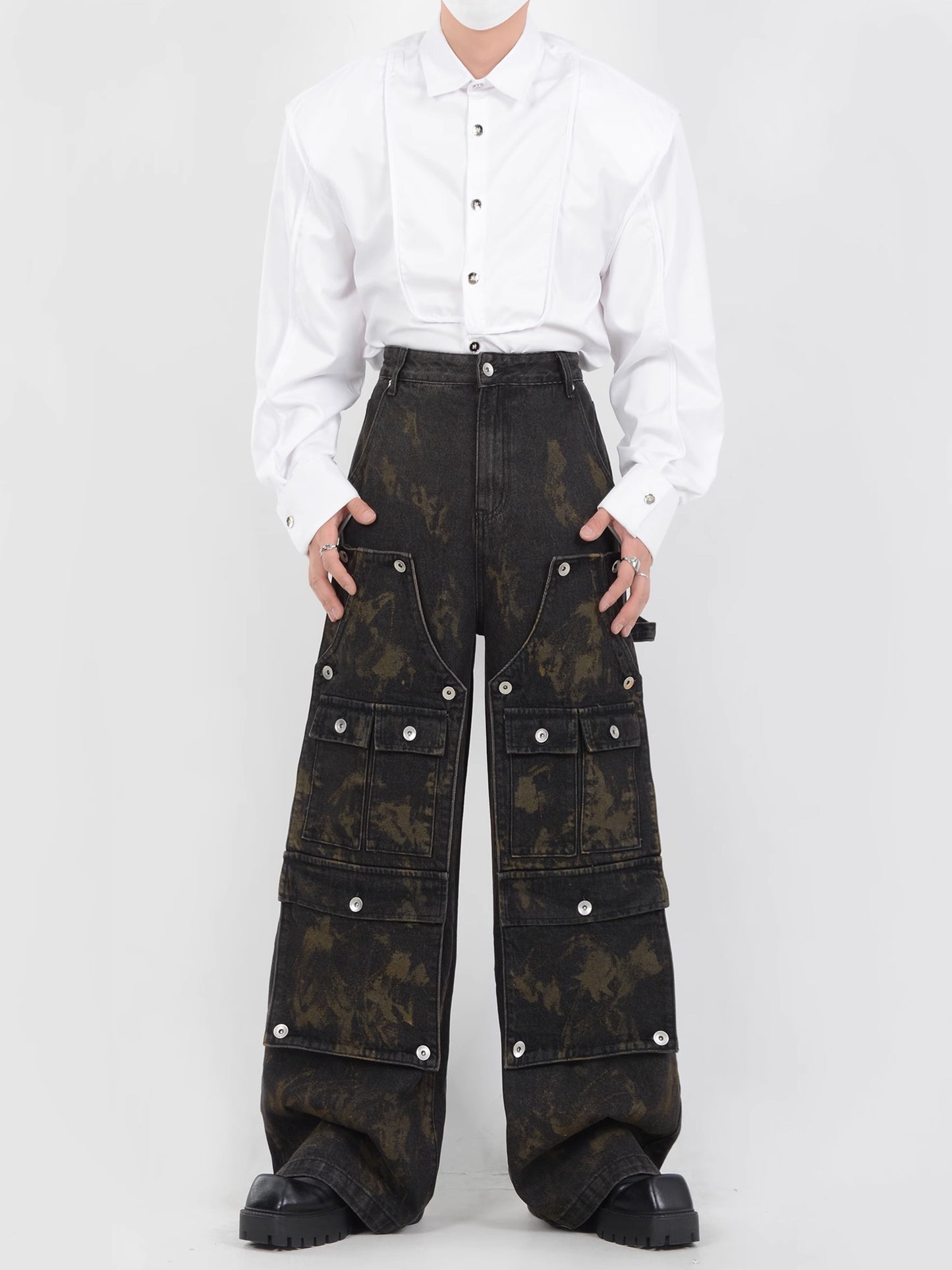 Arged Multi Pocket Denim Cargo Pants