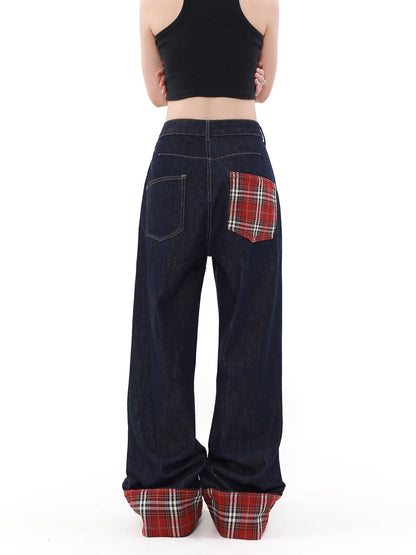 Vintage Check Denim Pants