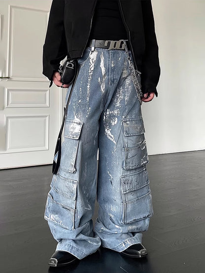 Wide Denim Belt Cargo Pants