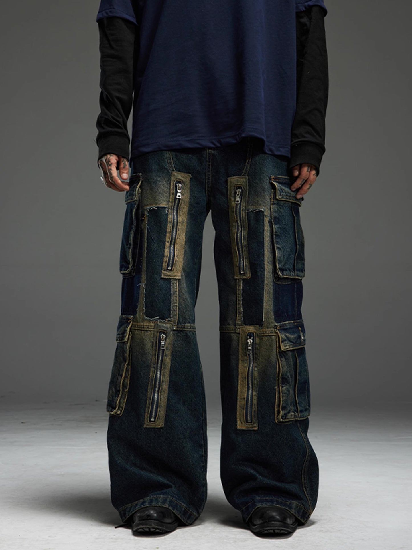 Strait Legs Ragged Denim Pants