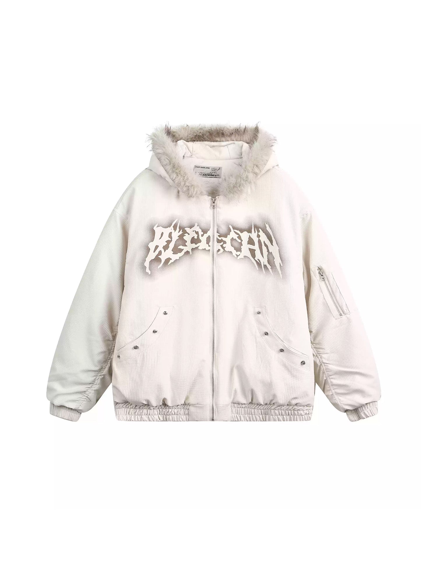 Fur Metal Zip Hooded Jacket