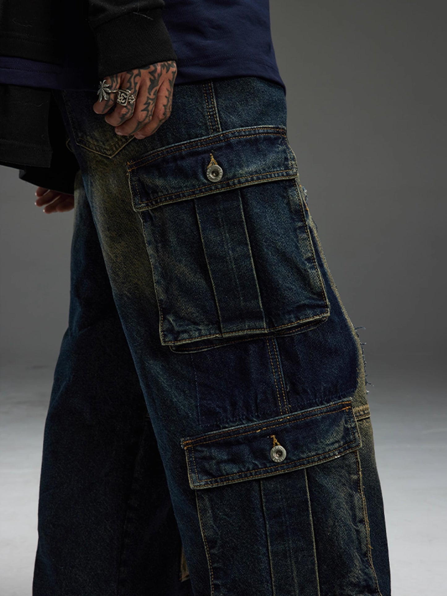 Strait Legs Ragged Denim Pants